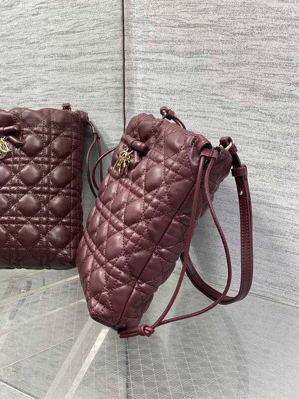 Dior Lady Drawstring Pouch Burgundy crossbody — Top Quality Replica