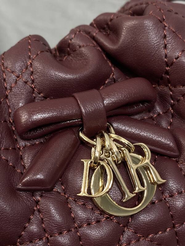 Dior Lady Drawstring Pouch Burgundy crossbody — Top Quality Replica