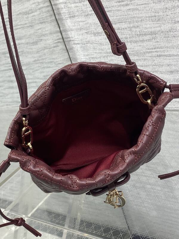Dior Lady Drawstring Pouch Burgundy crossbody — Top Quality Replica