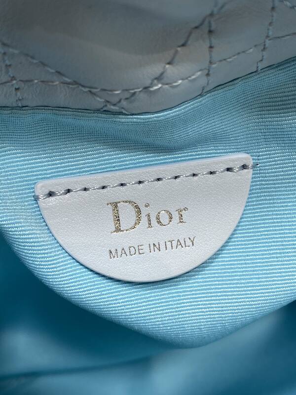 Dior Lady Drawstring Bucket Bag Light Blue shoulder — AAA Quality Replica