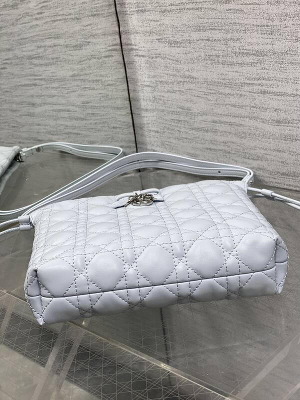 Dior Lady Drawstring Bucket Bag Light Blue shoulder — AAA Quality Replica