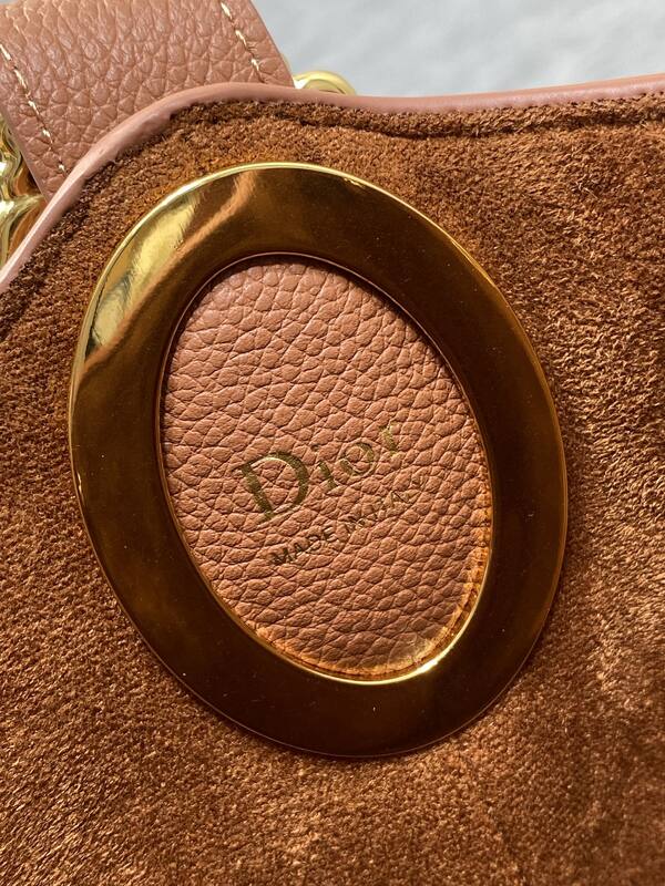Dior Brown leather with navy Oblique pouch shoulder — Top Quality Replica