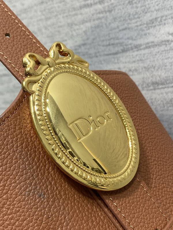 Dior Brown leather with navy Oblique pouch shoulder — Top Quality Replica