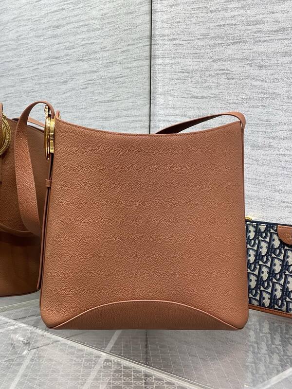 Dior Brown leather with navy Oblique pouch shoulder — Top Quality Replica