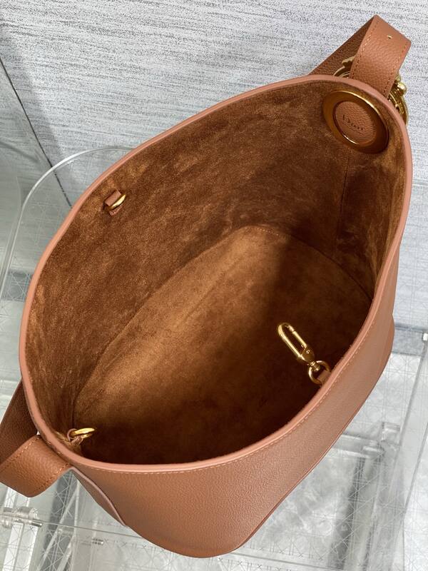 Dior Brown leather with navy Oblique pouch shoulder — Top Quality Replica
