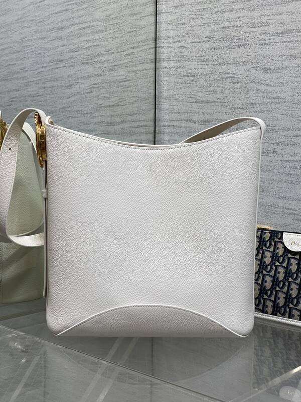 Dior White grained leather with blue Oblique pouch shoulder — Premium Replica
