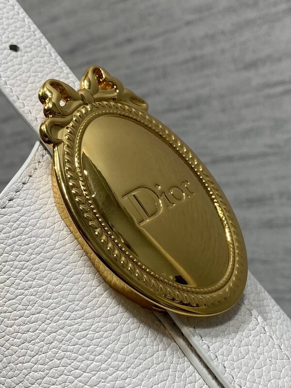 Dior White grained leather with blue Oblique pouch shoulder — Premium Replica