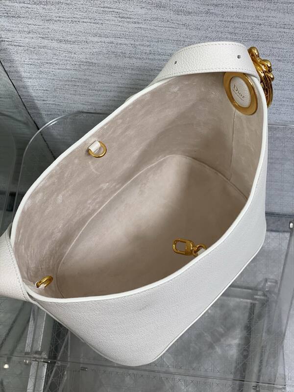 Dior White grained leather with blue Oblique pouch shoulder — Premium Replica