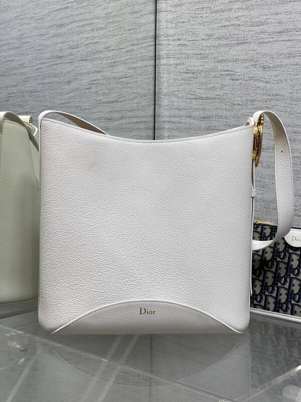 Dior White grained leather with blue Oblique pouch shoulder — Premium Replica