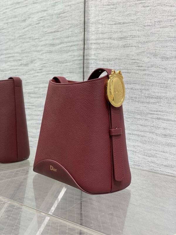 Dior Caro Burgundy leather with Oblique jacquard shoulder — Top Quality Replica