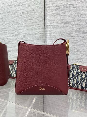 Dior Caro Burgundy leather with Oblique jacquard shoulder Top Quality Replica