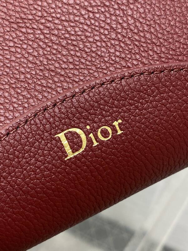 Dior Caro Burgundy leather with Oblique jacquard shoulder — Top Quality Replica