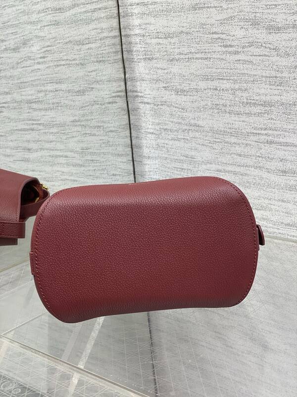 Dior Caro Burgundy leather with Oblique jacquard shoulder — Top Quality Replica