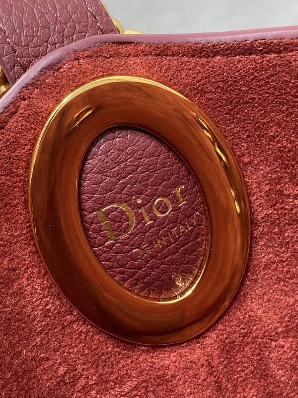 Dior Caro Burgundy leather with Oblique jacquard shoulder — Top Quality Replica