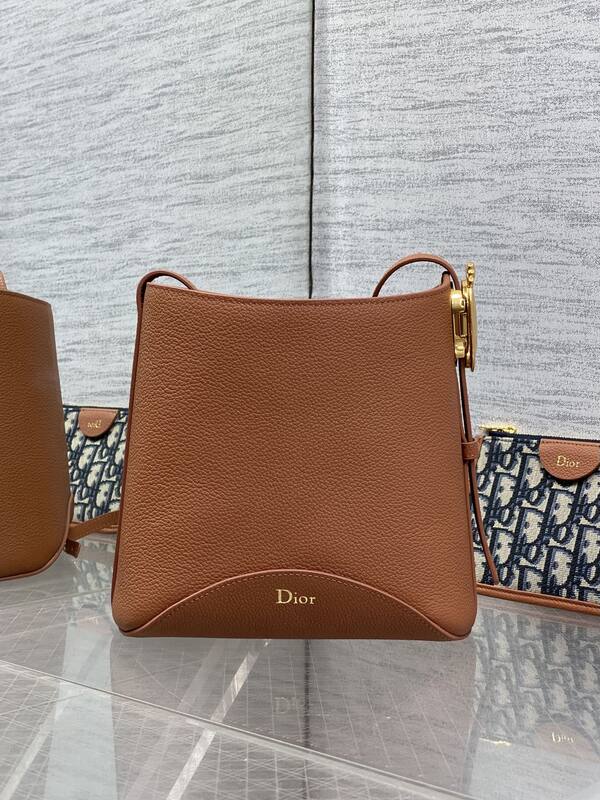 Dior Brown leather with Oblique canvas shoulder — AAA Quality Replica