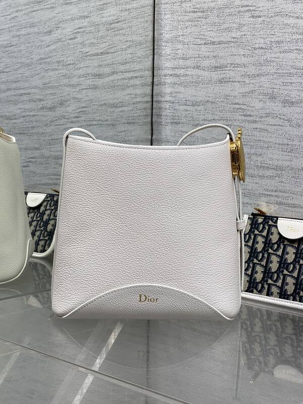 Dior White leather with blue Oblique pouch shoulder — 1:1 Replica