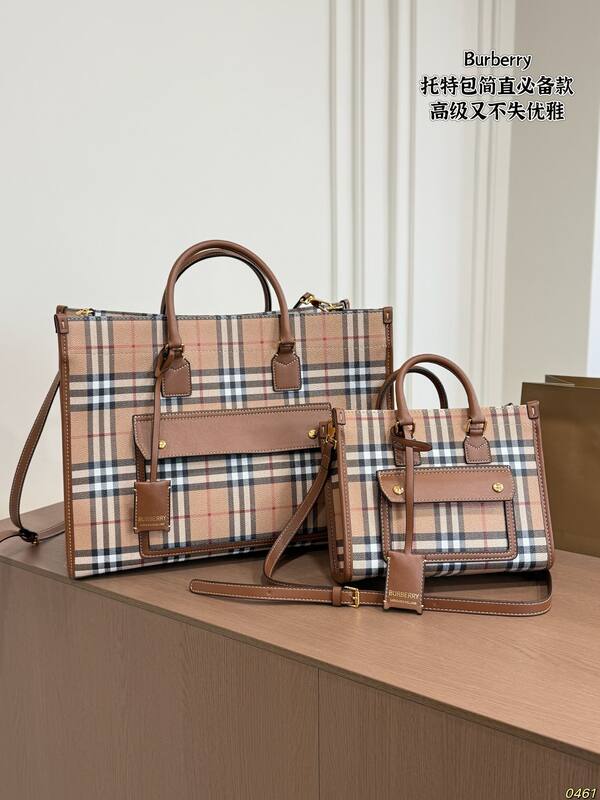 Burberry Vintage Check with Brown Leather Trim tote bag — AAA Quality Replica