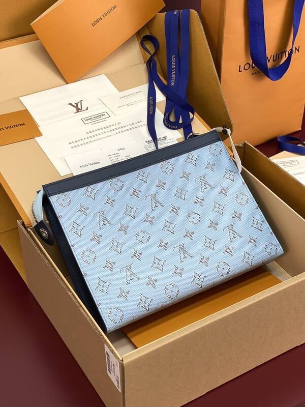 Louis Vuitton Pochette Voyage Light Blue Monogram 27 x travel — Premium Replica