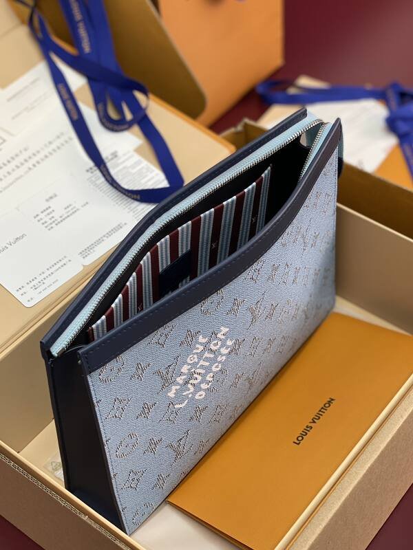 Louis Vuitton Pochette Voyage Light Blue Monogram 27 x travel — Premium Replica