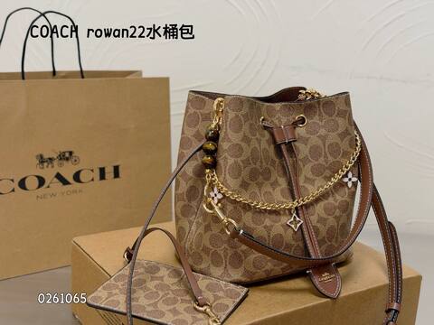Coach Rowan Khaki Signature Coated Canvas with Brown Leather Trim 22cm crossbody 1 1 Replica