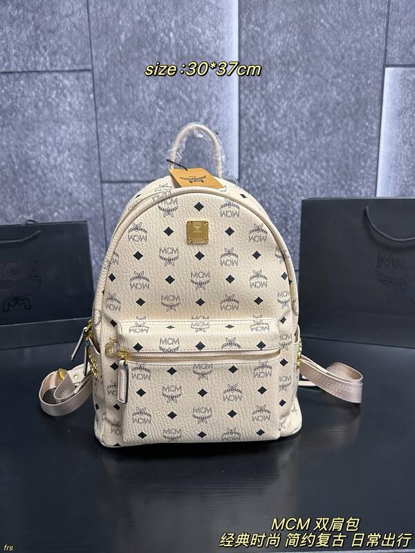 MCM Stark Pink Visetos 30*37cm backpack — Premium Replica