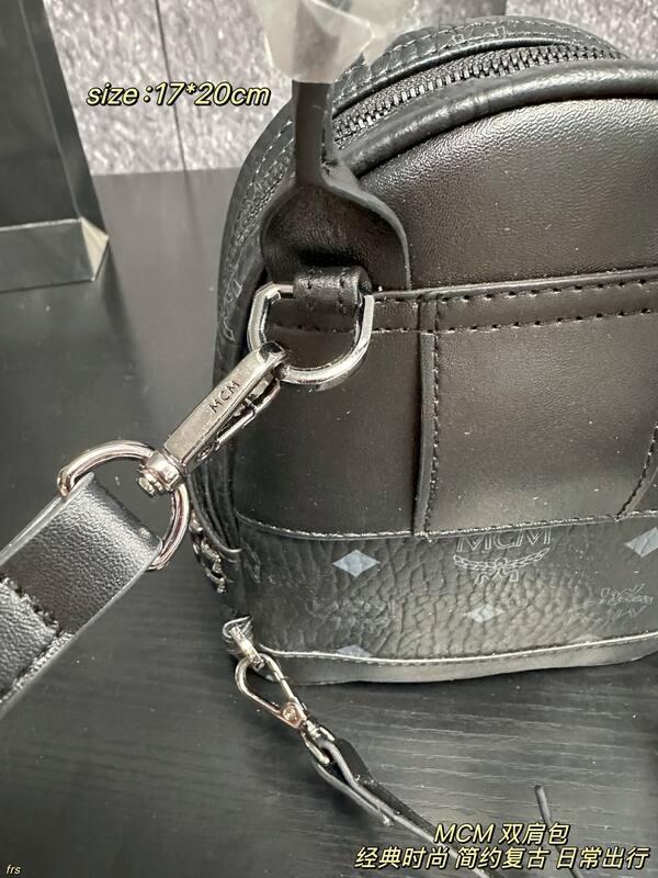 MCM Stark Black Visetos 17*20cm backpack — Top Quality Replica