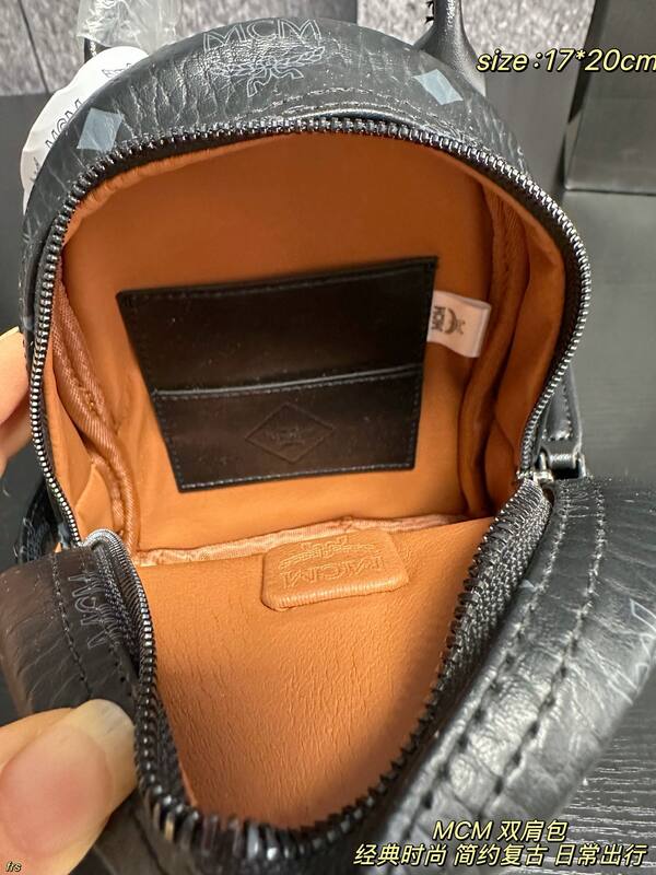 MCM Stark Black Visetos 17*20cm backpack — Top Quality Replica