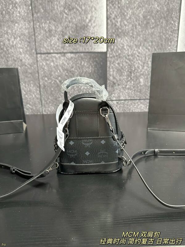 MCM Stark Black Visetos 17*20cm backpack — Top Quality Replica