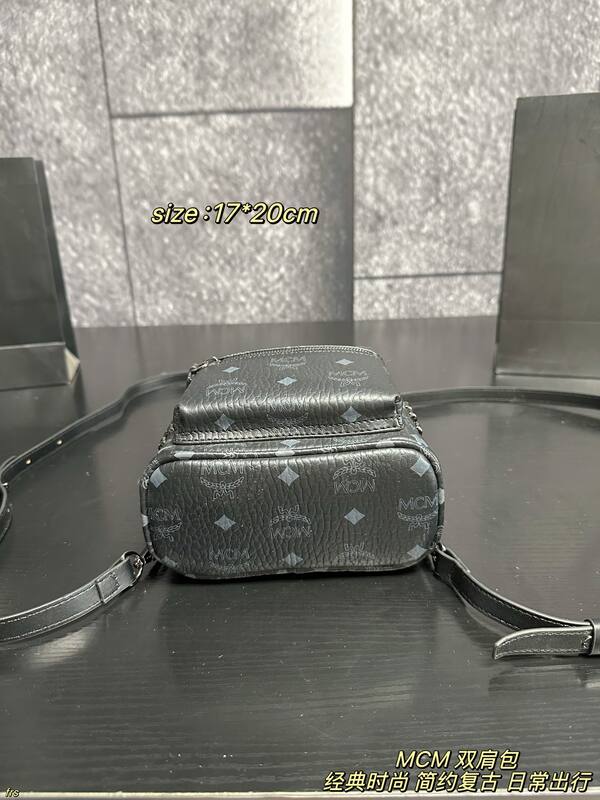 MCM Stark Black Visetos 17*20cm backpack — Top Quality Replica