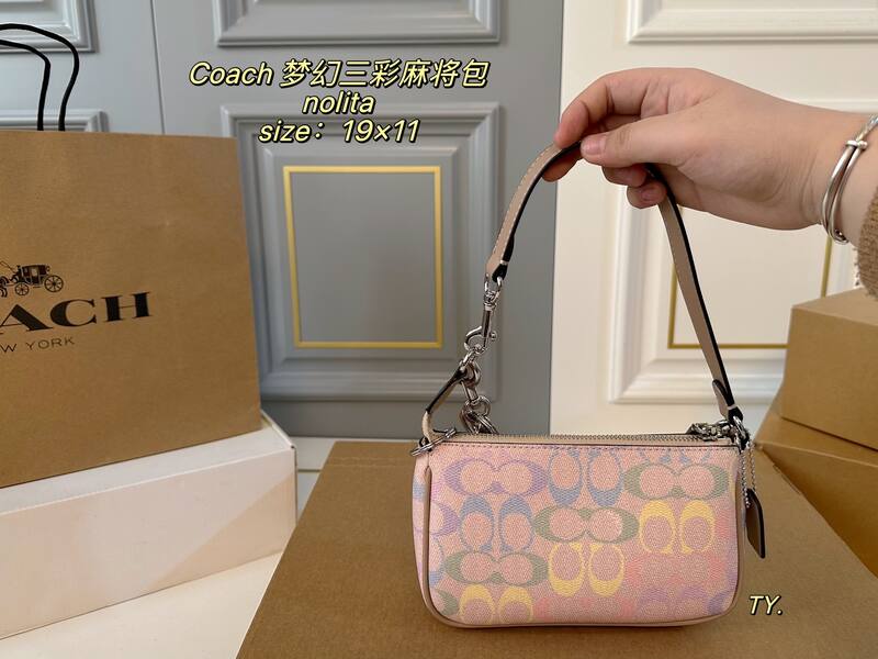 Coach Nolita Pastel multicolor signature coated canvas shoulder — Top Quality Replica