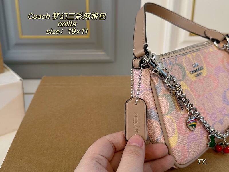 Coach Nolita Pastel multicolor signature coated canvas shoulder — Top Quality Replica