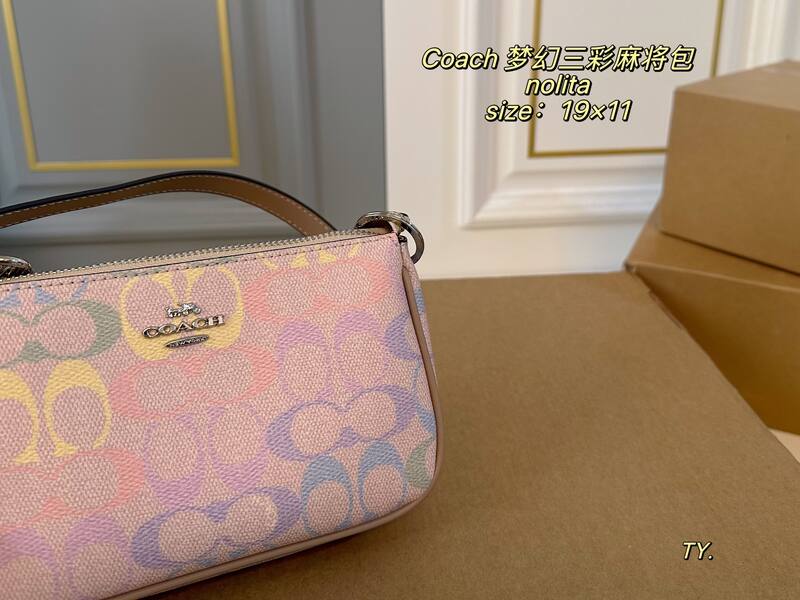 Coach Nolita Pastel multicolor signature coated canvas shoulder — Top Quality Replica
