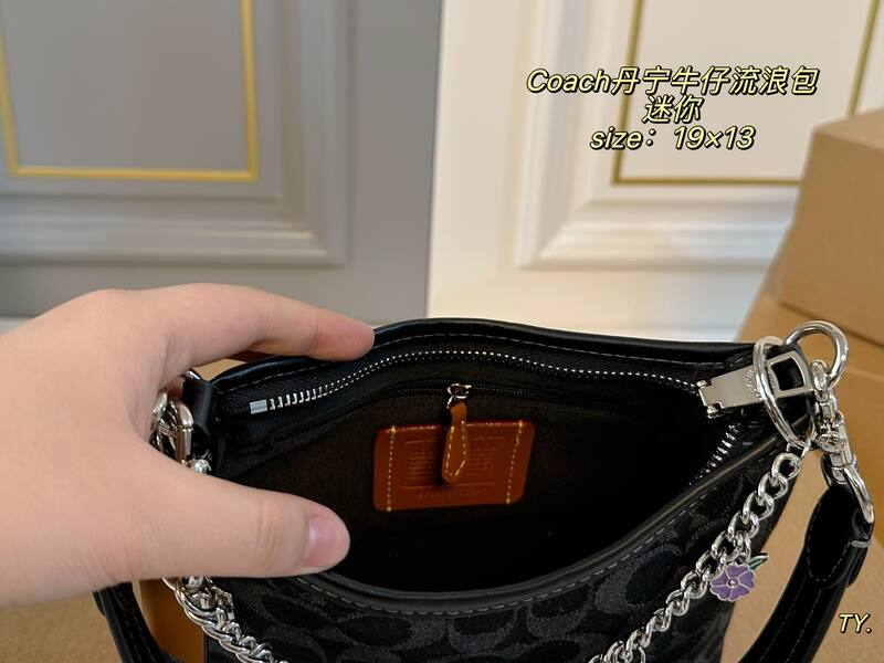 Coach Black denim signature monogram mini shoulder — Premium Replica