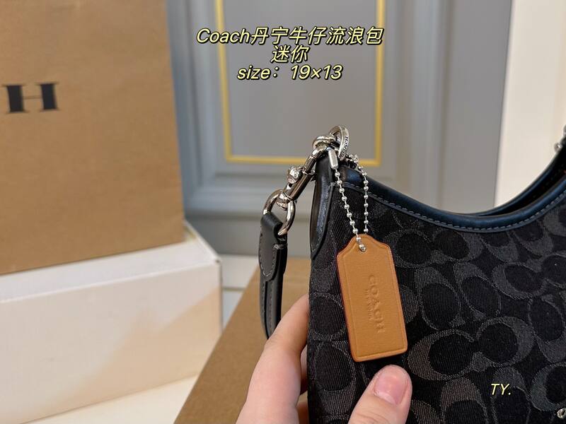 Coach Black denim signature monogram mini shoulder — Premium Replica
