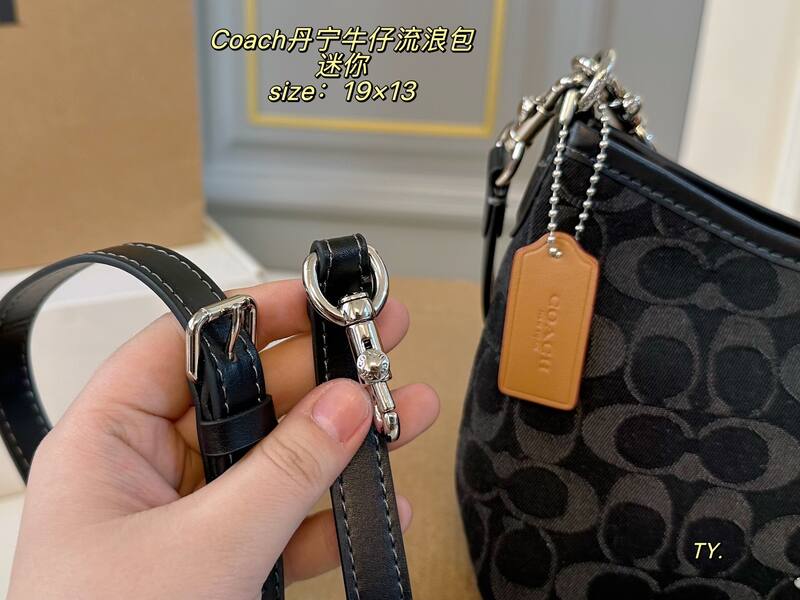 Coach Black denim signature monogram mini shoulder — Premium Replica