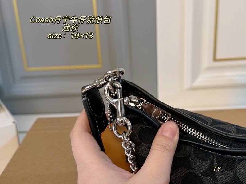 Coach Black denim signature monogram mini shoulder — Premium Replica