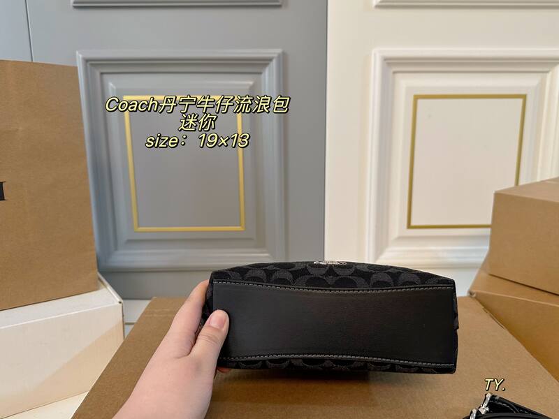 Coach Black denim signature monogram mini shoulder — Premium Replica