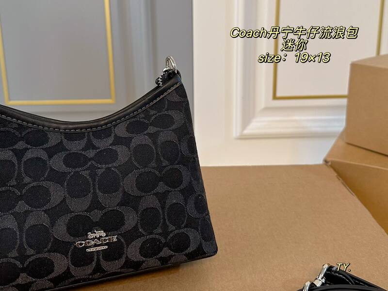 Coach Black denim signature monogram mini shoulder — Premium Replica