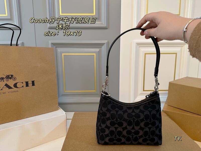 Coach Black denim signature monogram mini shoulder — Premium Replica