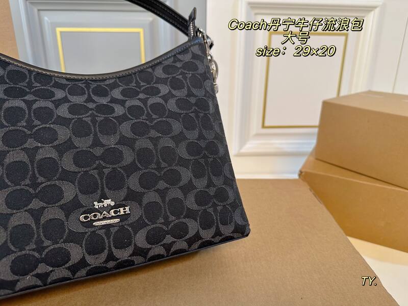 Coach Black Denim Signature shoulder — Top Quality Replica