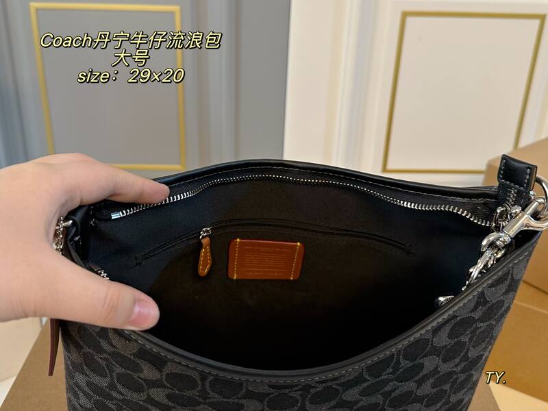 Coach Black Denim Signature shoulder — Top Quality Replica