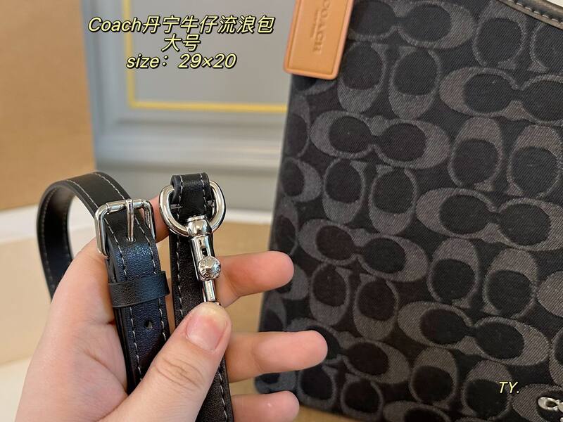 Coach Black Denim Signature shoulder — Top Quality Replica