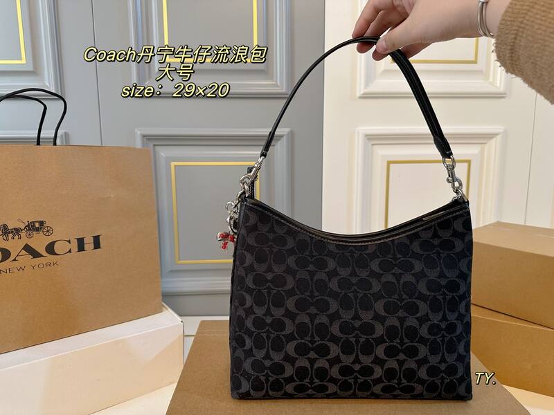 Coach Black Denim Signature shoulder — Top Quality Replica