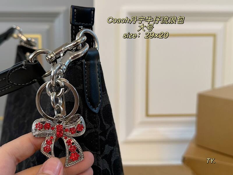 Coach Black Denim Signature shoulder — Top Quality Replica