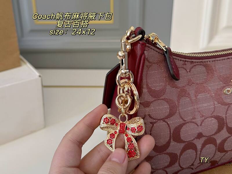 Coach Burgundy signature chambray shoulder — Premium Replica
