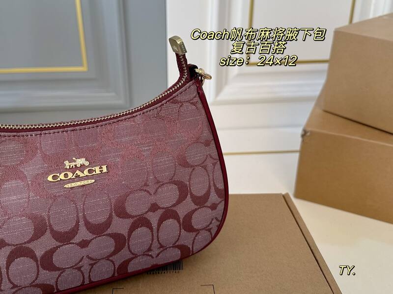 Coach Burgundy signature chambray shoulder — Premium Replica