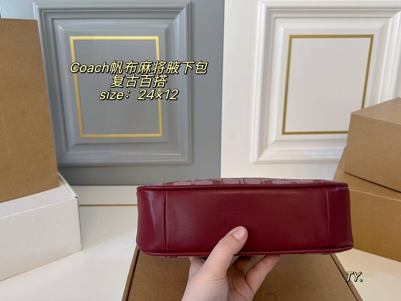 Coach Burgundy signature chambray shoulder — Premium Replica