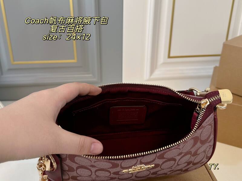 Coach Burgundy signature chambray shoulder — Premium Replica