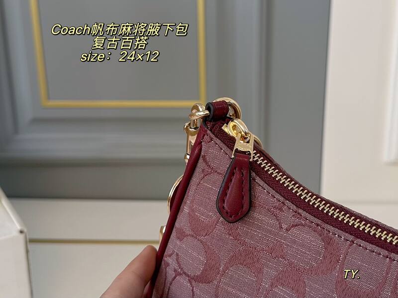 Coach Burgundy signature chambray shoulder — Premium Replica