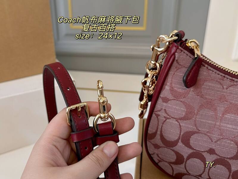Coach Burgundy signature chambray shoulder — Premium Replica